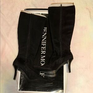 Jennifer Moore Black Heeled Boots with Chunky Heel